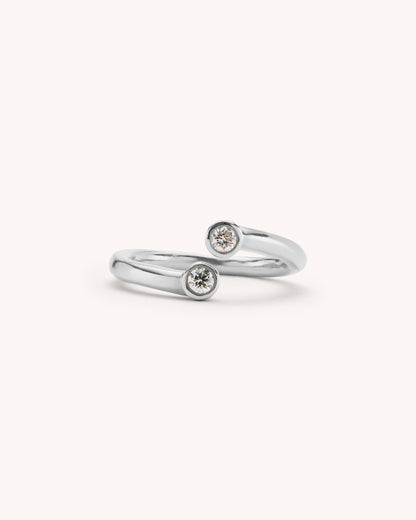 ANILLO ABIERTO HUG PLATA & DIAMANTES