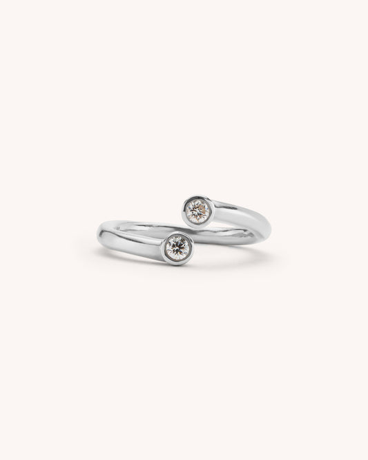 ANILLO ABIERTO HUG PLATA & DIAMANTES