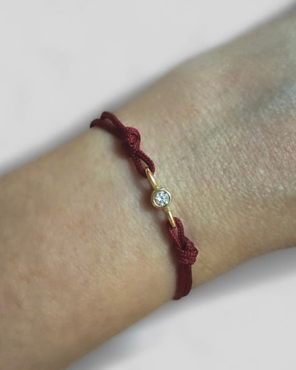 Joy Beat vermeil bracelet with lab-grown diamond and bordeaux double cord, contemporary elegant design.